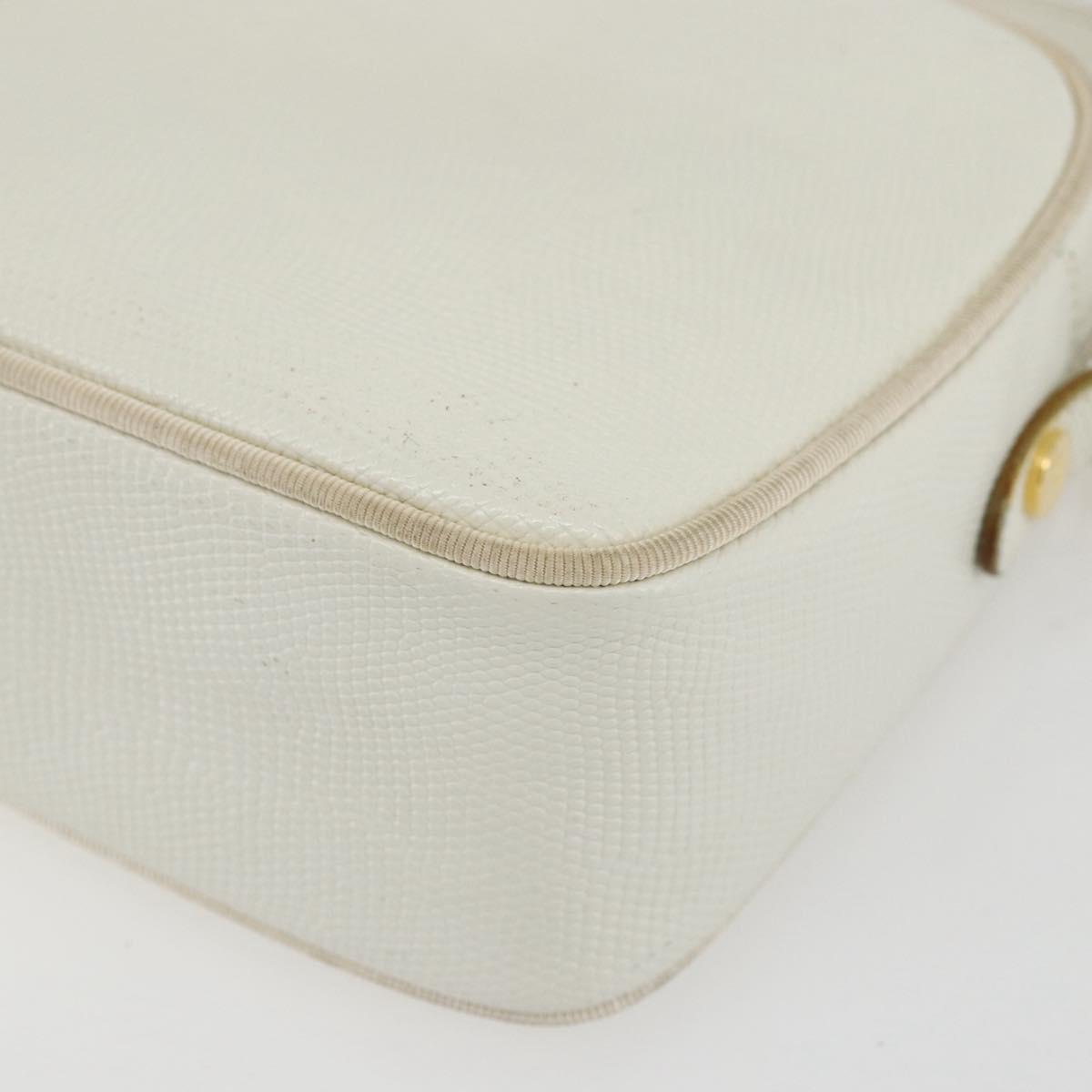 Salvatore Ferragamo Shoulder Bag Leather White Gold Auth 158412