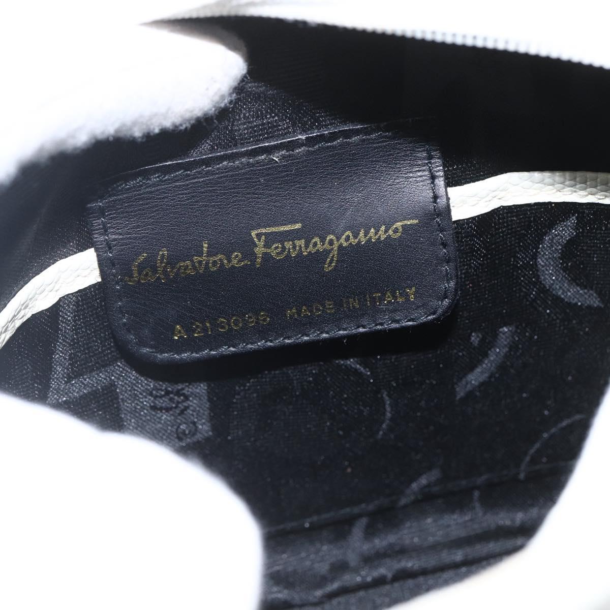 Salvatore Ferragamo Shoulder Bag Leather White Gold Auth 158412