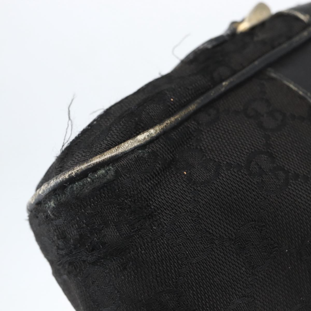 GUCCI GG Canvas Web Sherry Line Shoulder Bag Black Gold Auth 158418