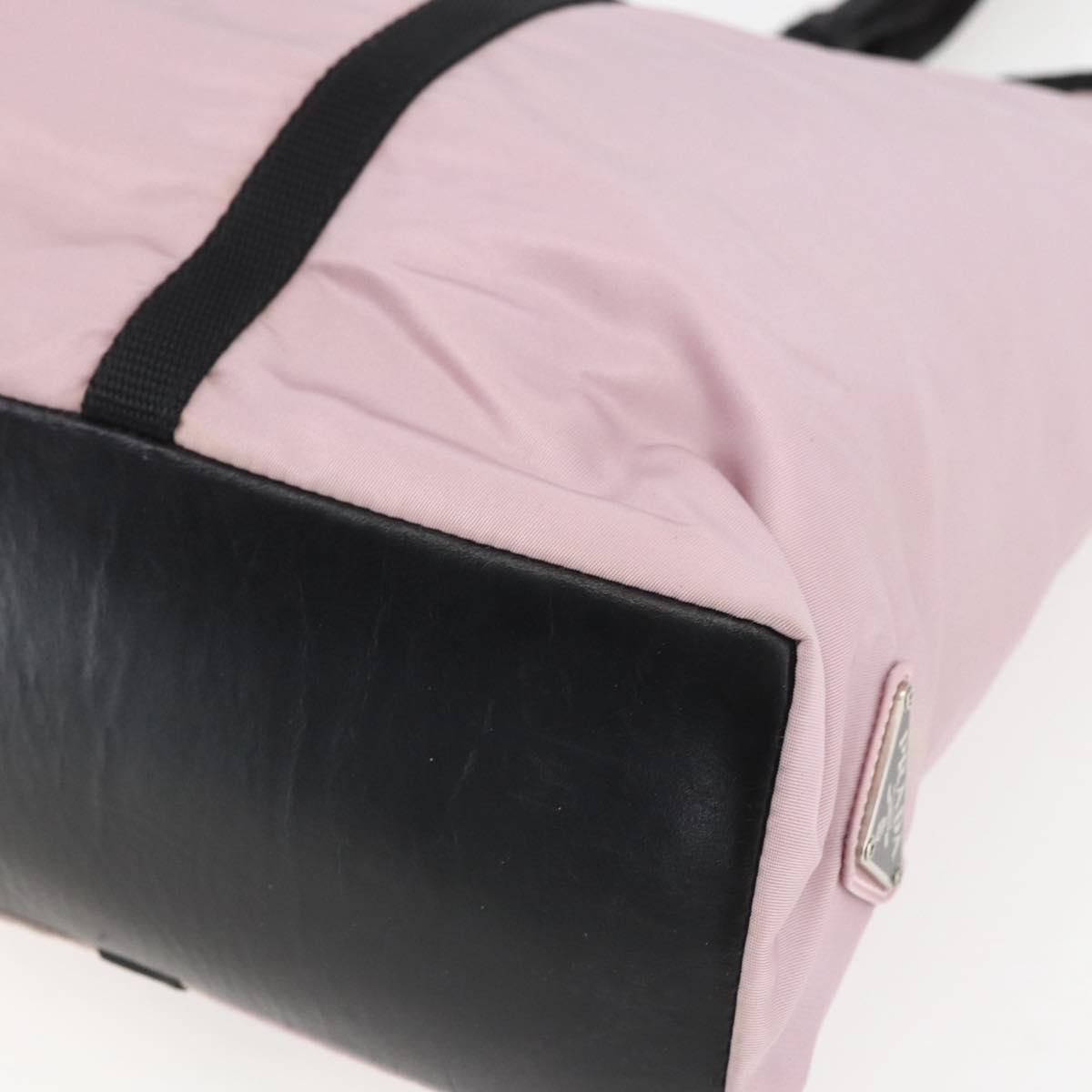 PRADA Tote Bag Nylon Pink Silver Auth 158422