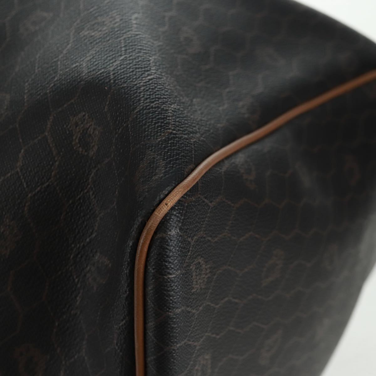 Christian Dior Honeycomb Canvas Boston Bag PVC Black Gold Auth 158426