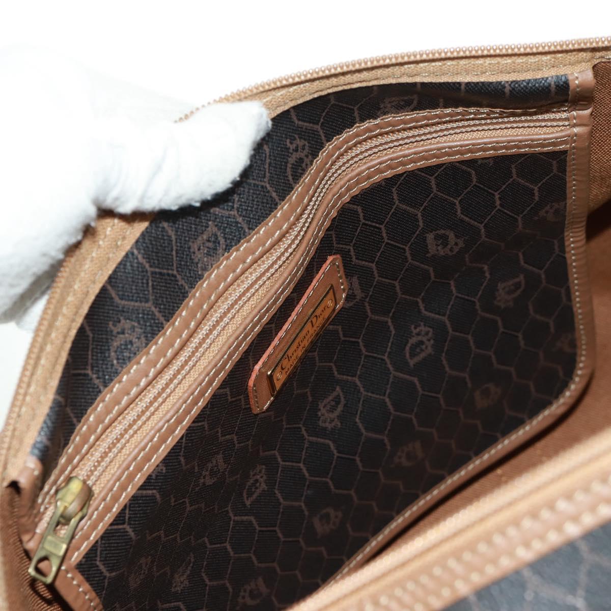 Christian Dior Honeycomb Canvas Boston Bag PVC Black Gold Auth 158426
