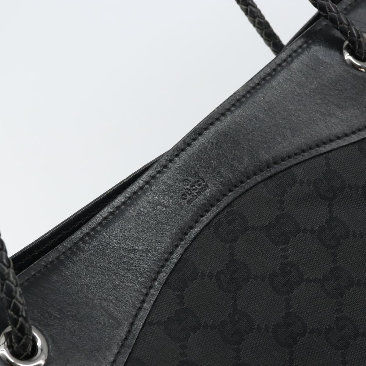 GUCCI GG Canvas Shoulder Bag Black Silver 109141 Auth 158449