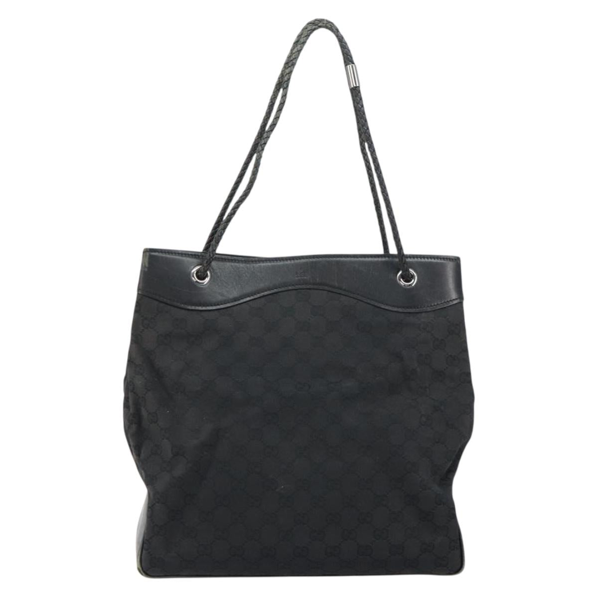 GUCCI GG Canvas Shoulder Bag Black Silver 109141 Auth 158449