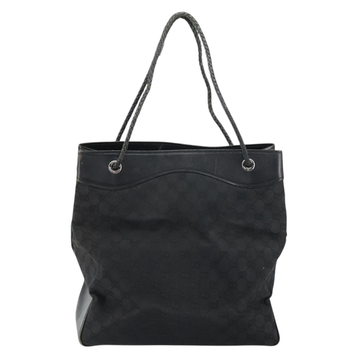 GUCCI GG Canvas Shoulder Bag Black Silver 109141 Auth 158449