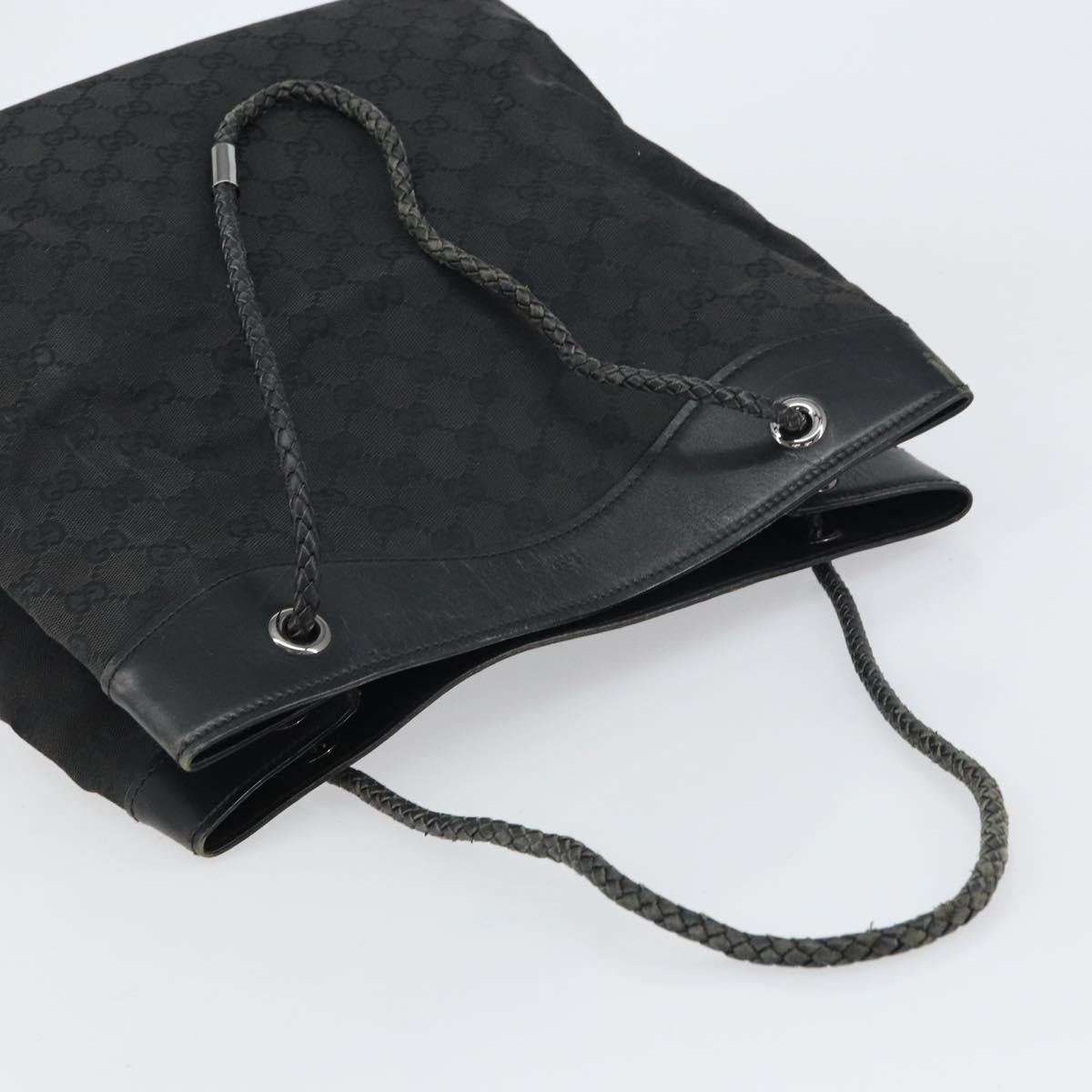 GUCCI GG Canvas Shoulder Bag Black Silver 109141 Auth 158449