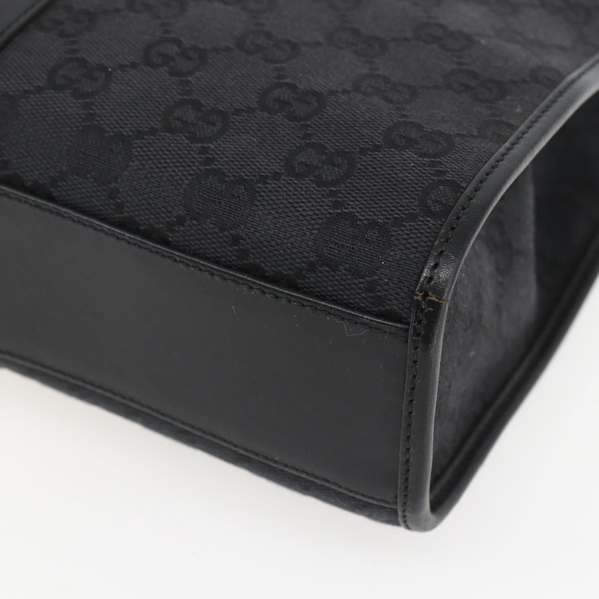 GUCCI GG Canvas Jackie Hand Bag Black Silver 002 1065 Auth 158453A