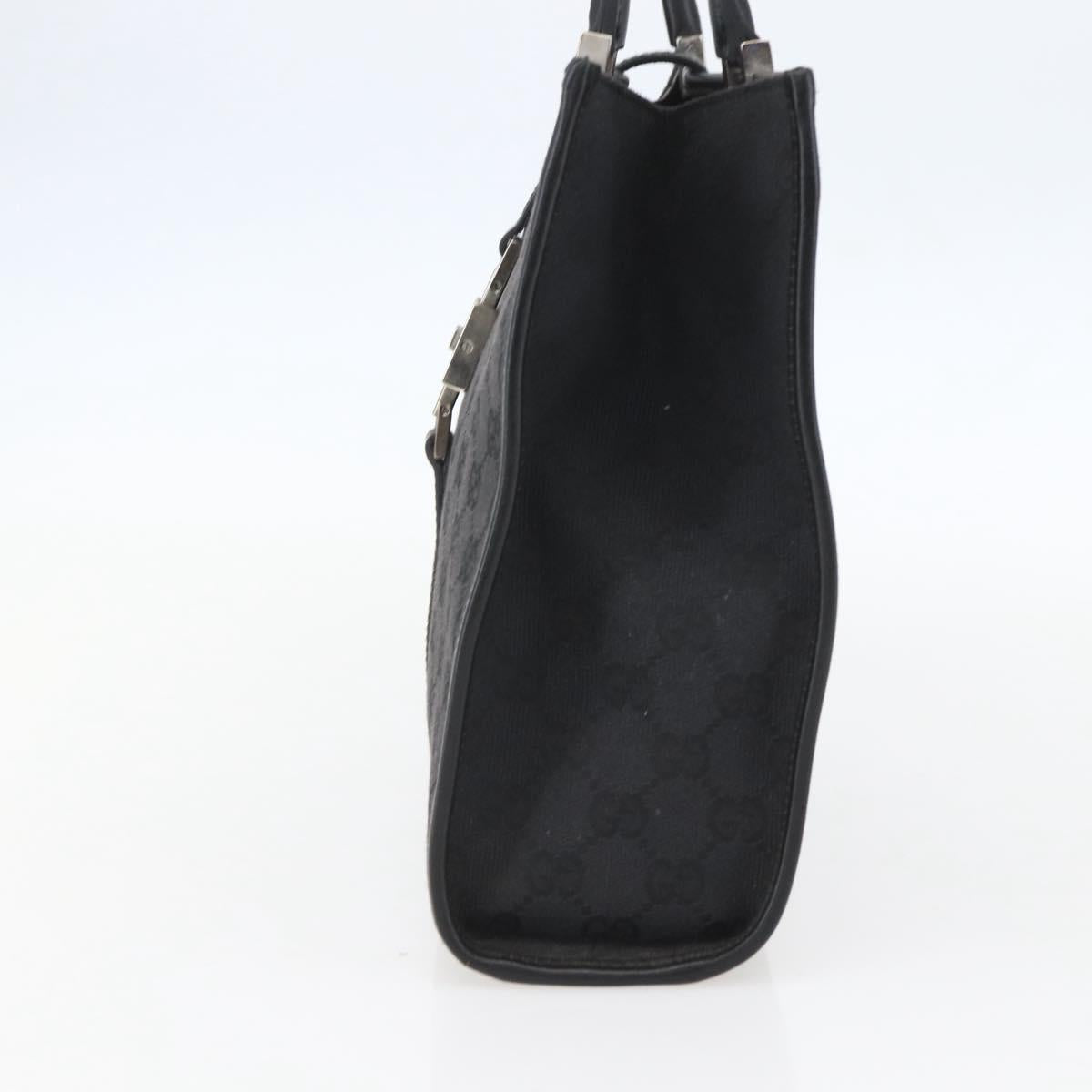 GUCCI GG Canvas Jackie Hand Bag Black Silver 002 1065 Auth 158453A
