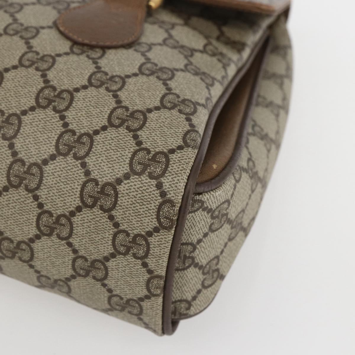 GUCCI GG Supreme Hand Bag PVC Beige Gold 116 02 080 Auth 158457