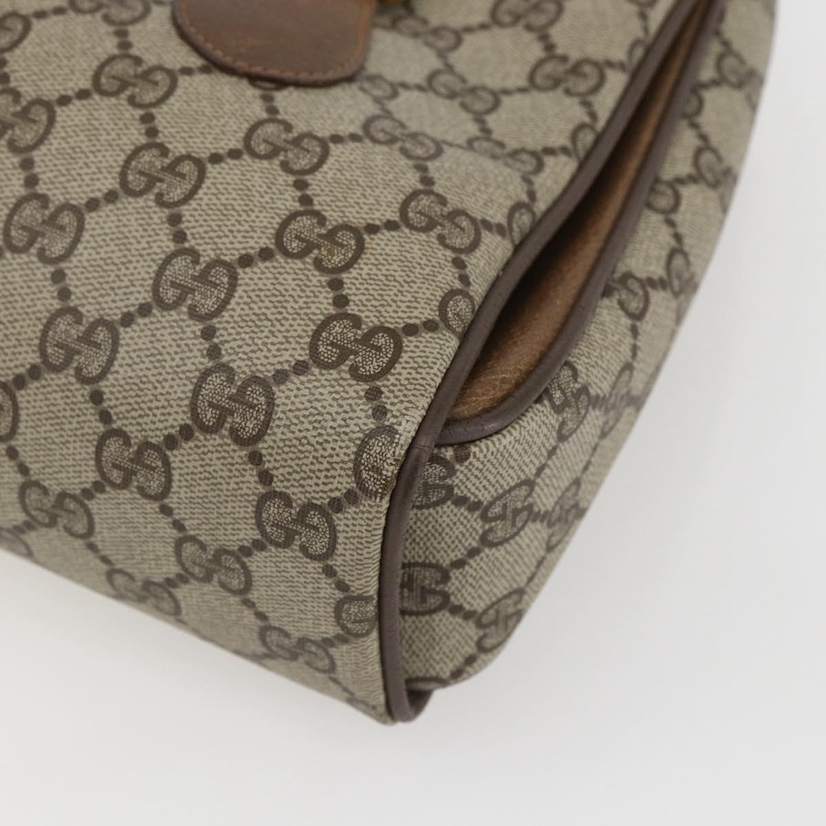 GUCCI GG Supreme Hand Bag PVC Beige Gold 116 02 080 Auth 158457