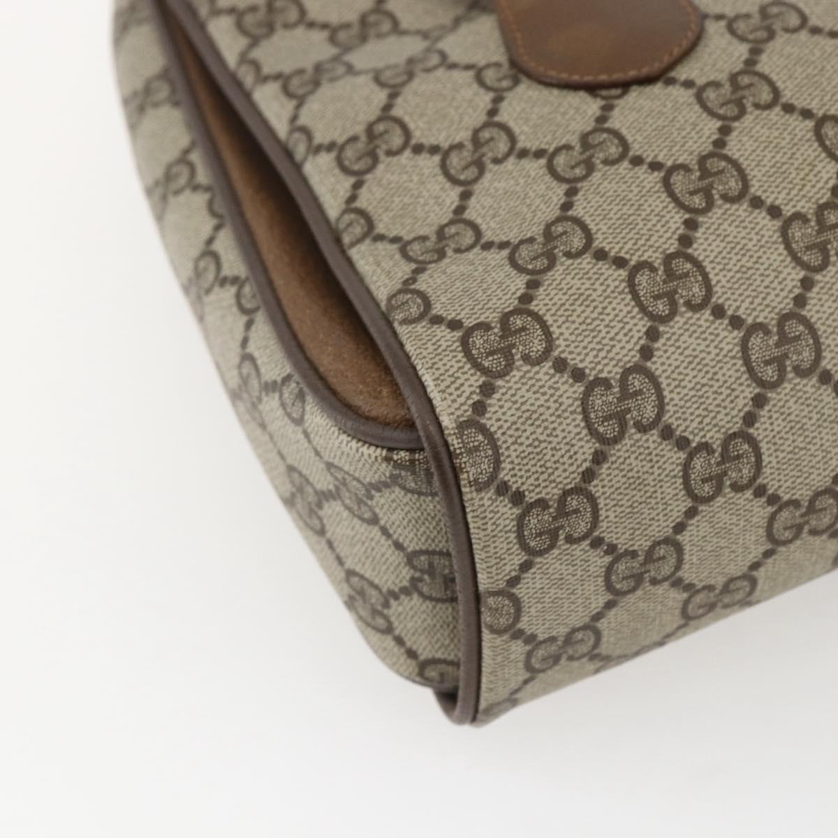 GUCCI GG Supreme Hand Bag PVC Beige Gold 116 02 080 Auth 158457