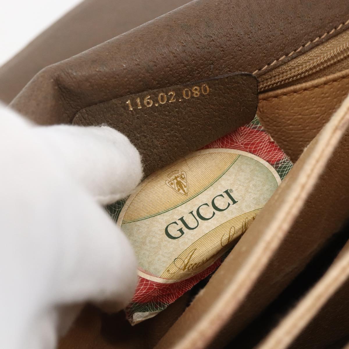 GUCCI GG Supreme Hand Bag PVC Beige Gold 116 02 080 Auth 158457