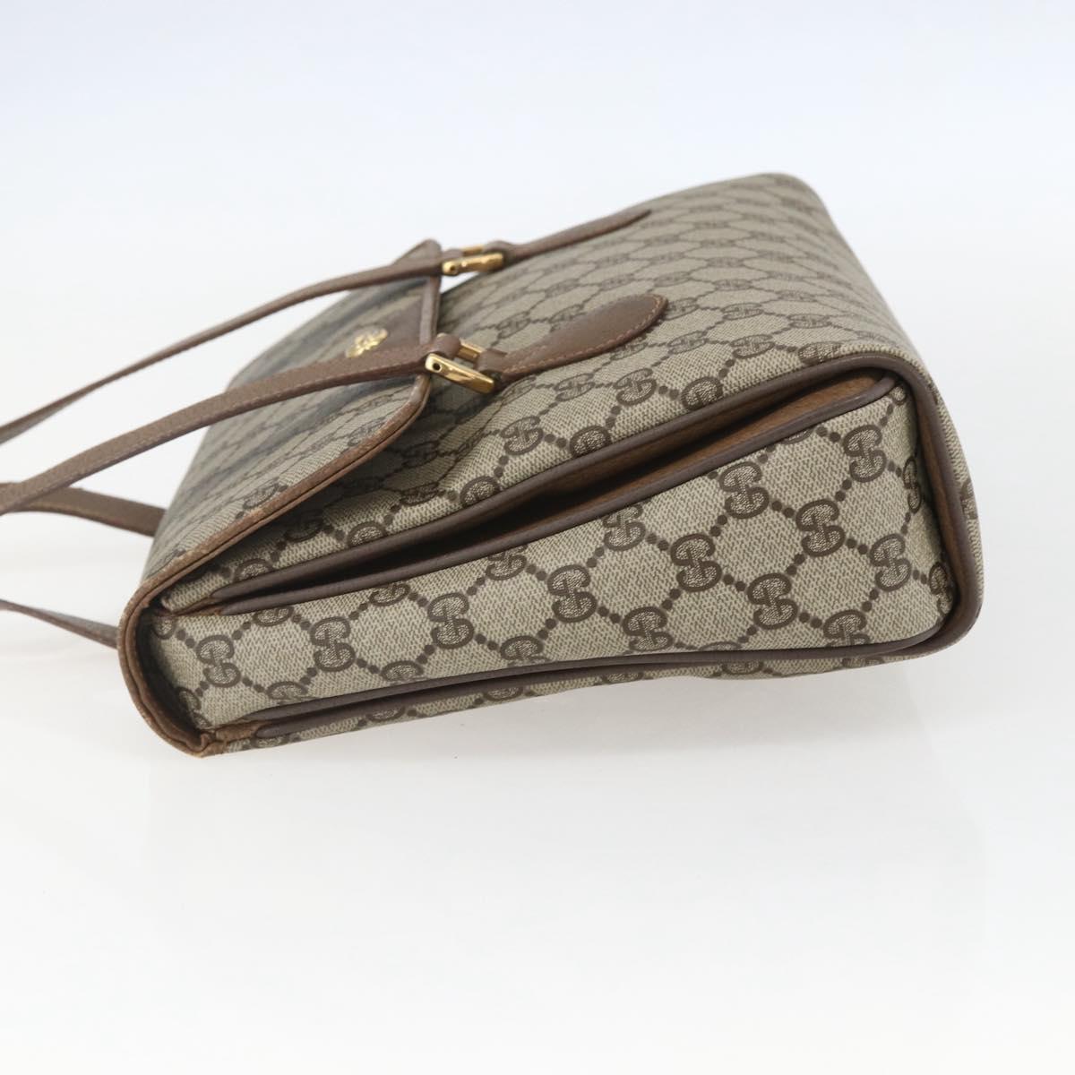 GUCCI GG Supreme Hand Bag PVC Beige Gold 116 02 080 Auth 158457