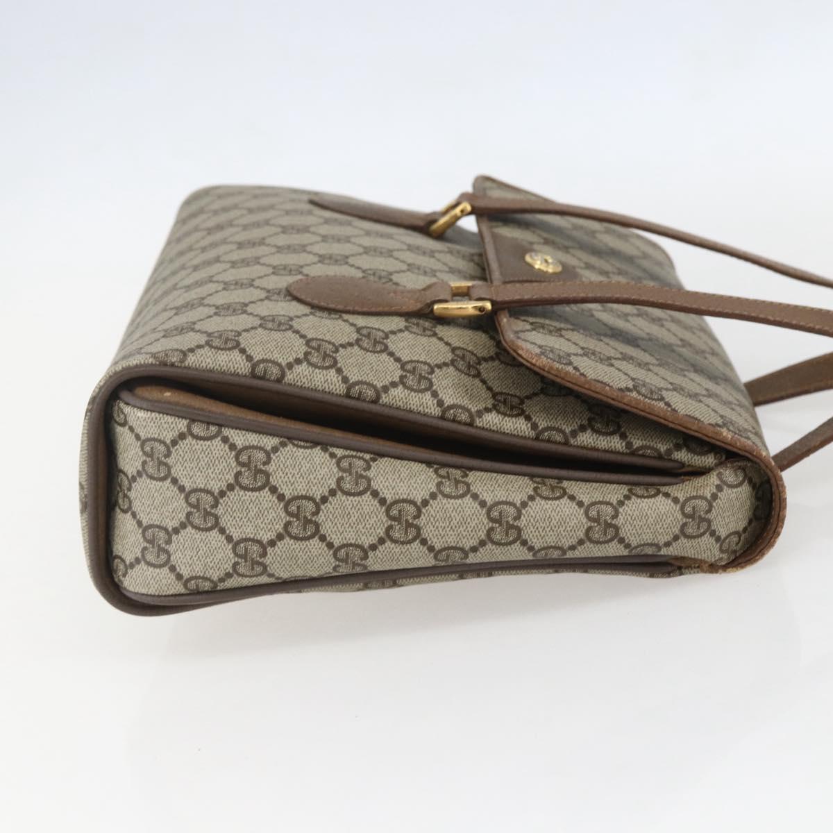 GUCCI GG Supreme Hand Bag PVC Beige Gold 116 02 080 Auth 158457