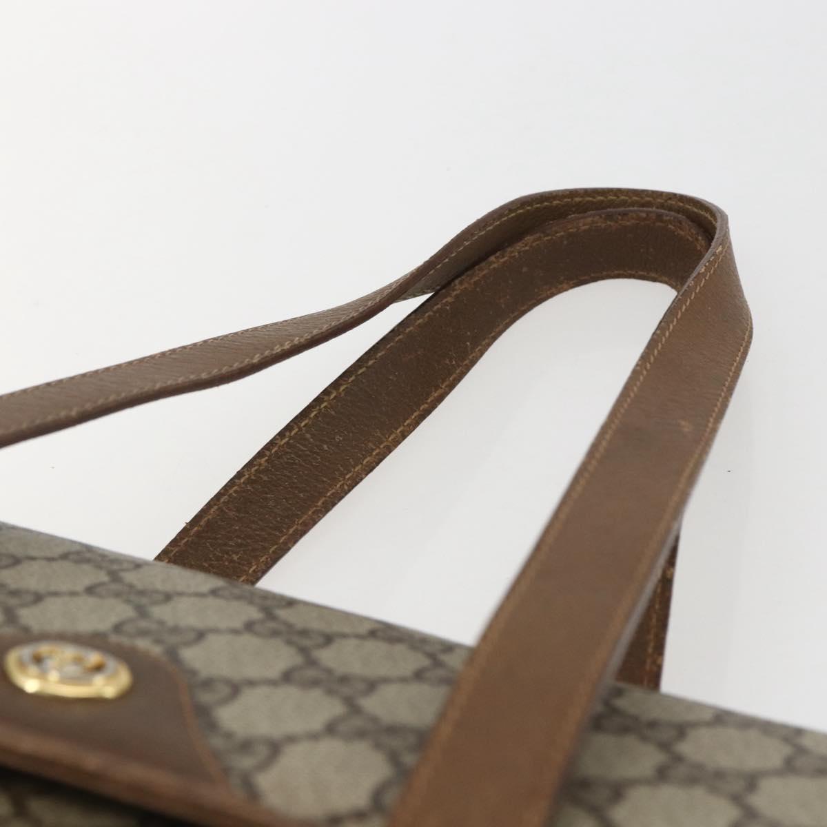GUCCI GG Supreme Hand Bag PVC Beige Gold 116 02 080 Auth 158457