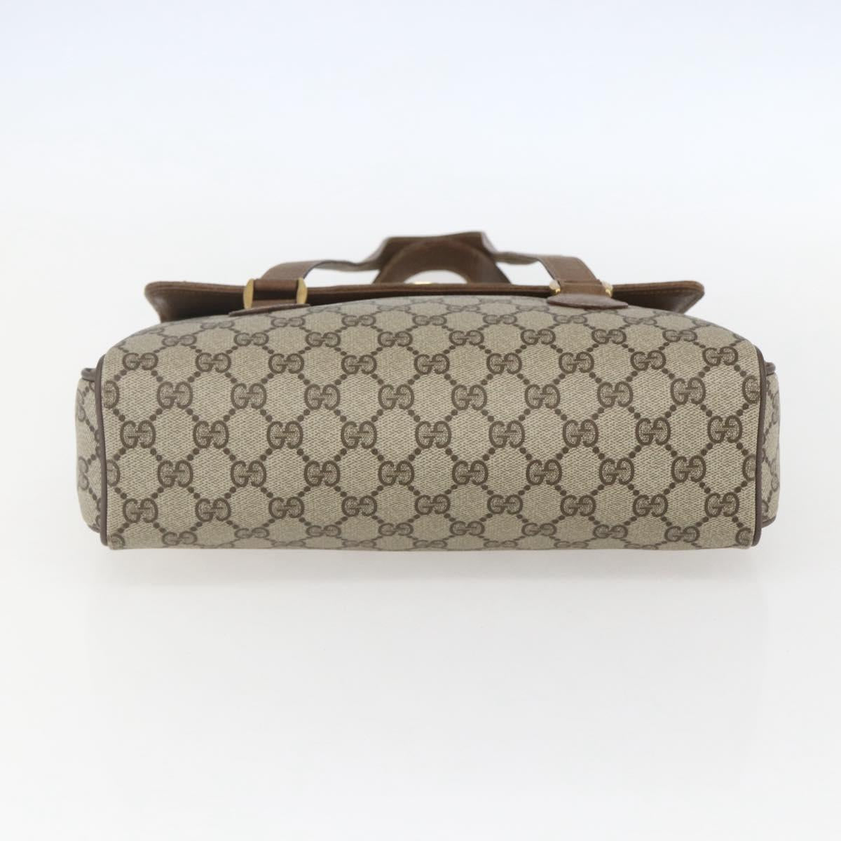 GUCCI GG Supreme Hand Bag PVC Beige Gold 116 02 080 Auth 158457