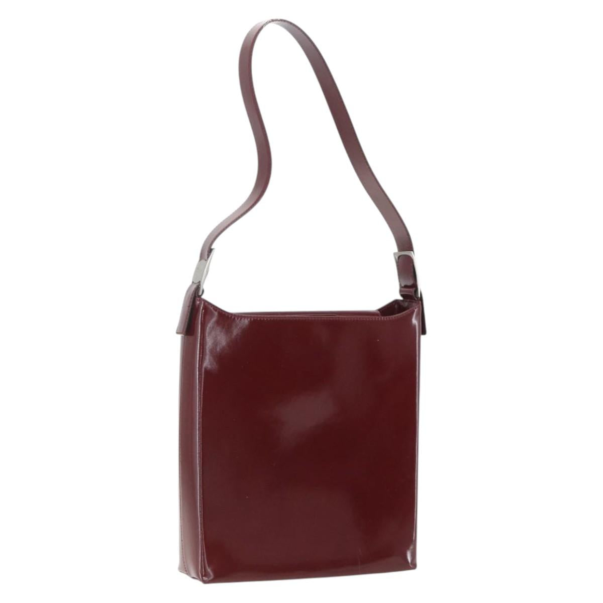 Salvatore Ferragamo Vala Shoulder Bag Patent leather Red Silver Auth 158462