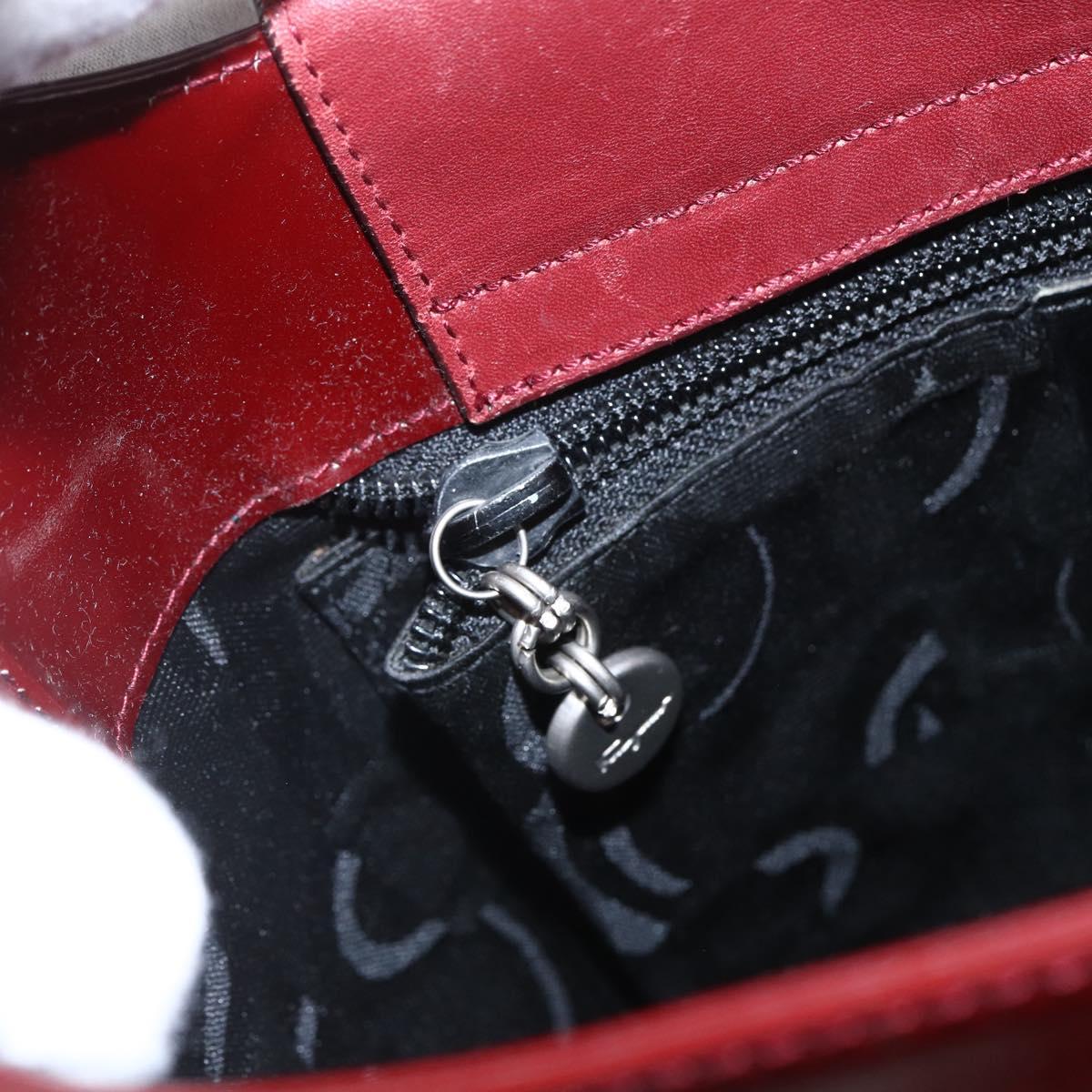 Salvatore Ferragamo Vala Shoulder Bag Patent leather Red Silver Auth 158462