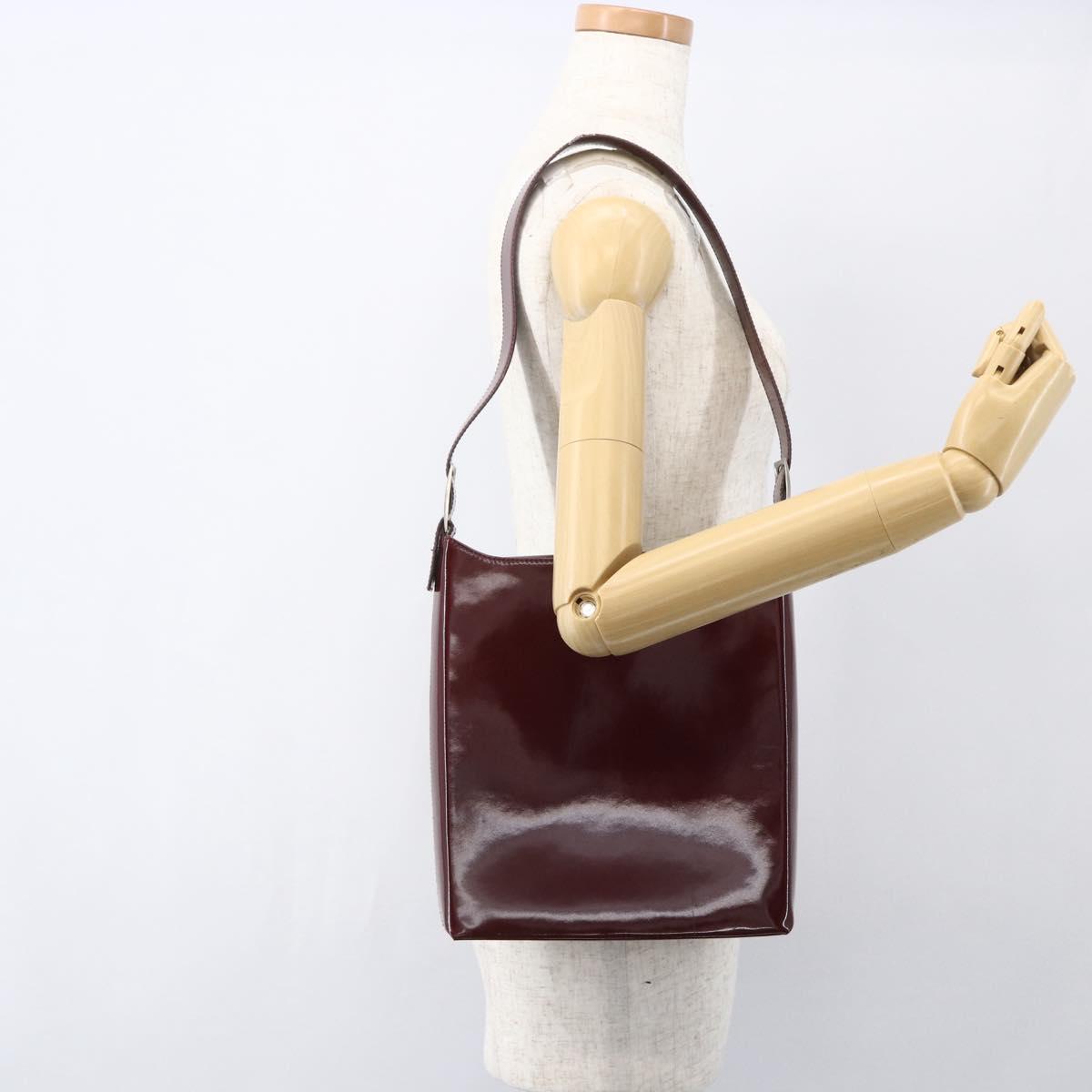 Salvatore Ferragamo Vala Shoulder Bag Patent leather Red Silver Auth 158462