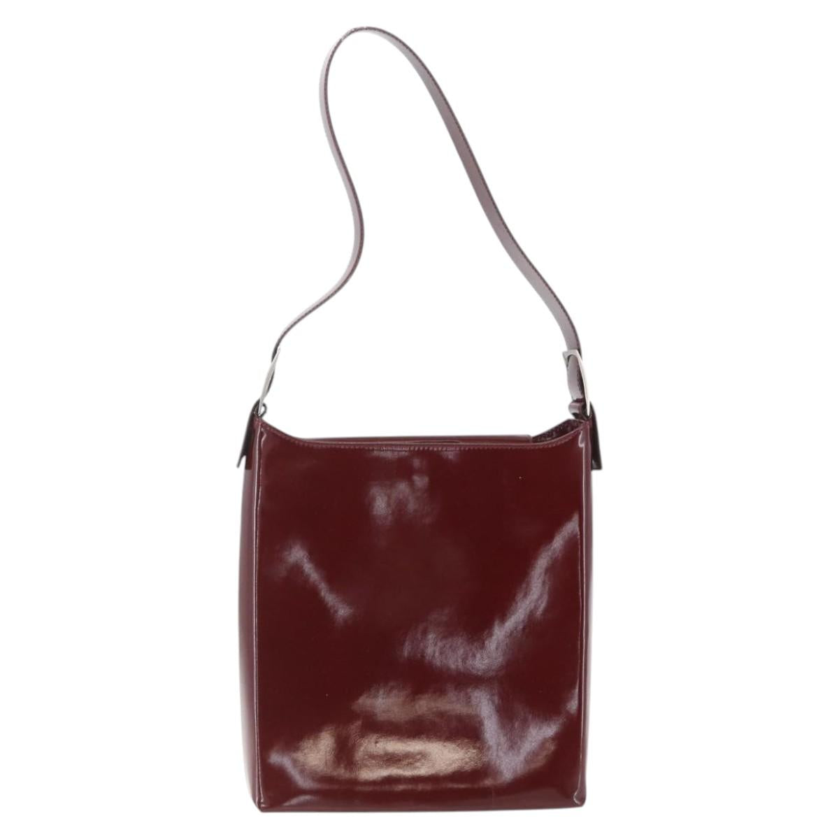 Salvatore Ferragamo Vala Shoulder Bag Patent leather Red Silver Auth 158462