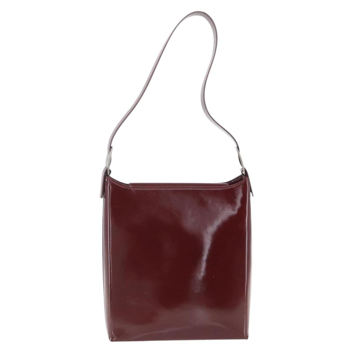 Salvatore Ferragamo Vala Shoulder Bag Patent leather Red Silver Auth 158462