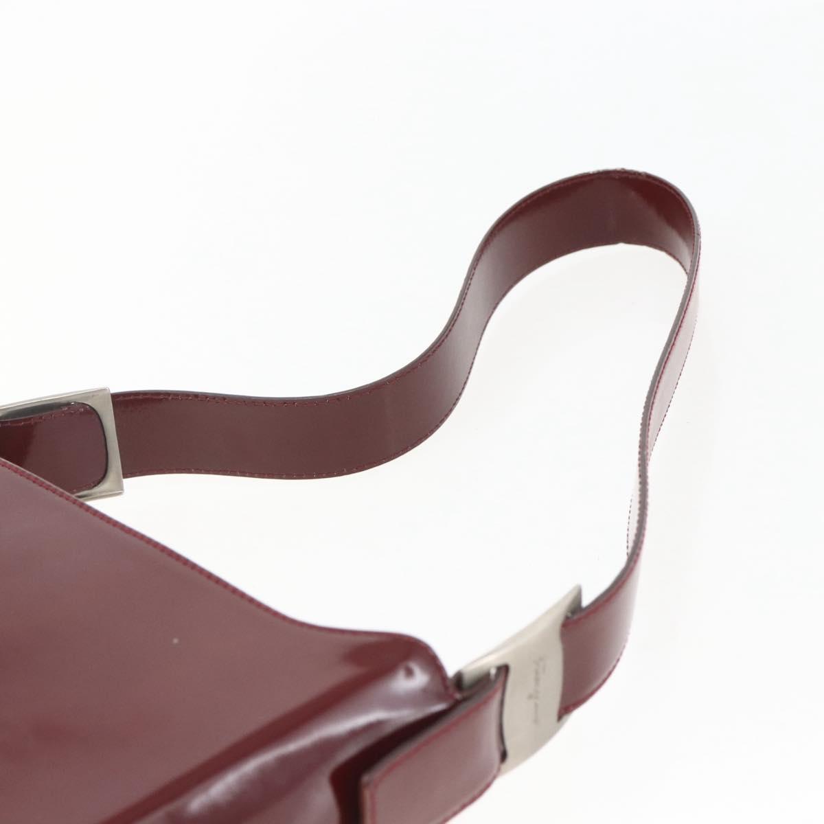 Salvatore Ferragamo Vala Shoulder Bag Patent leather Red Silver Auth 158462
