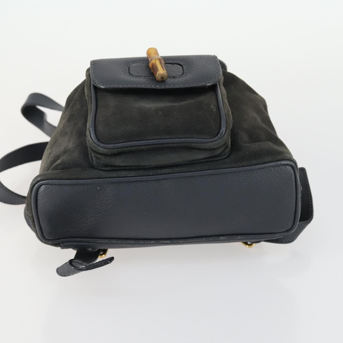 GUCCI Bamboo Backpack Suede Navy Gold 003 1705 0030 Auth 158464