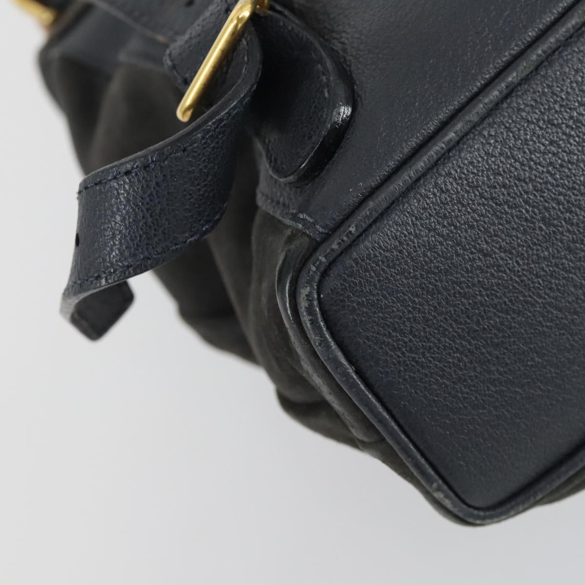 GUCCI Bamboo Backpack Suede Navy Gold 003 1705 0030 Auth 158464