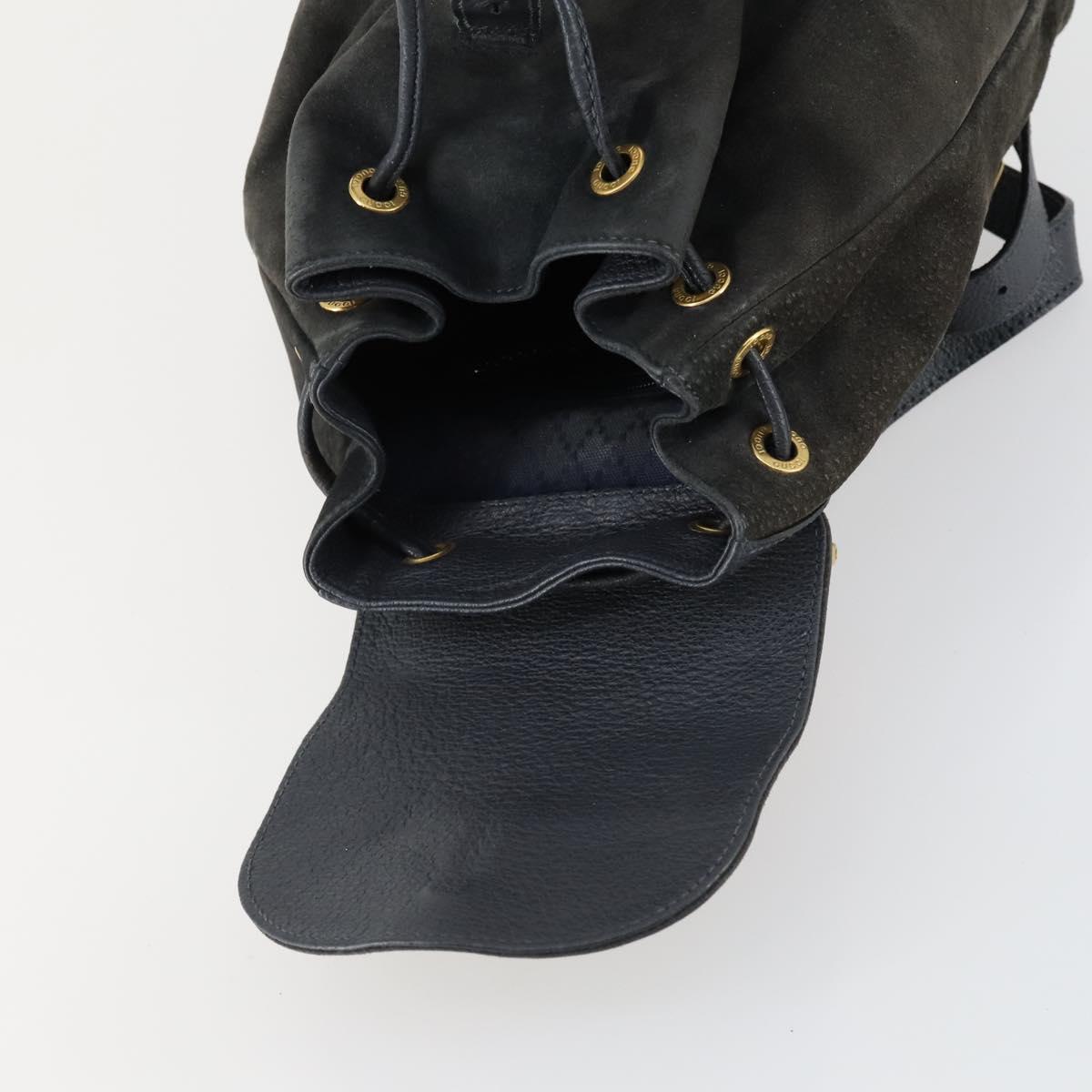 GUCCI Bamboo Backpack Suede Navy Gold 003 1705 0030 Auth 158464