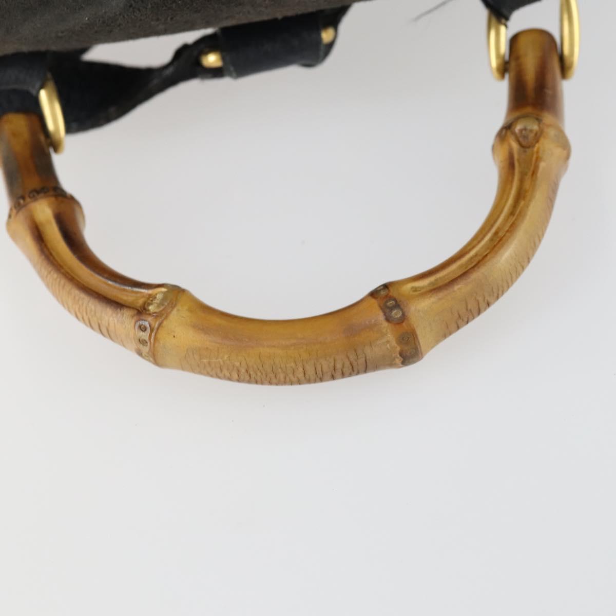 GUCCI Bamboo Backpack Suede Navy Gold 003 1705 0030 Auth 158464