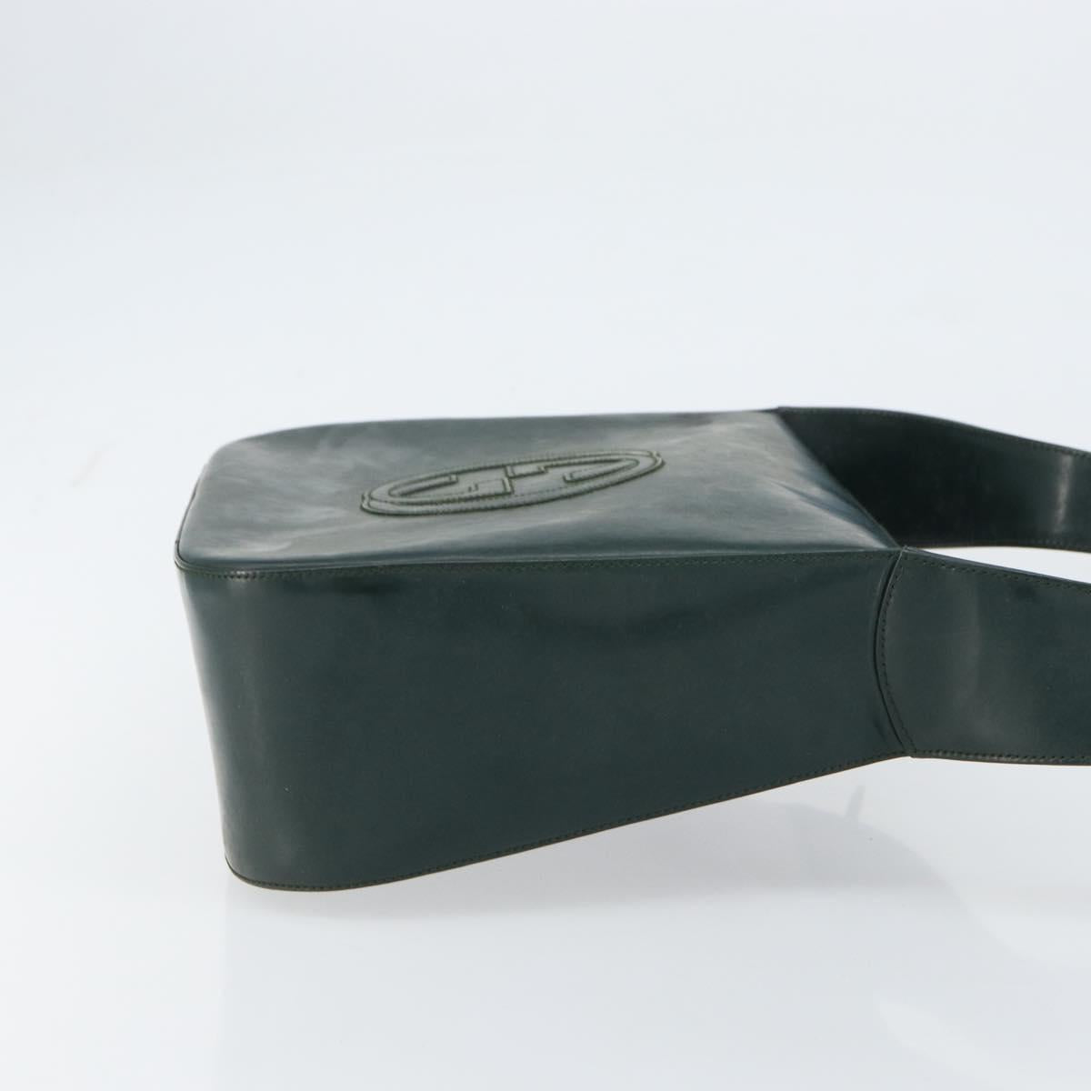 GUCCI Shoulder Bag Enamel Green Silver Auth 158465