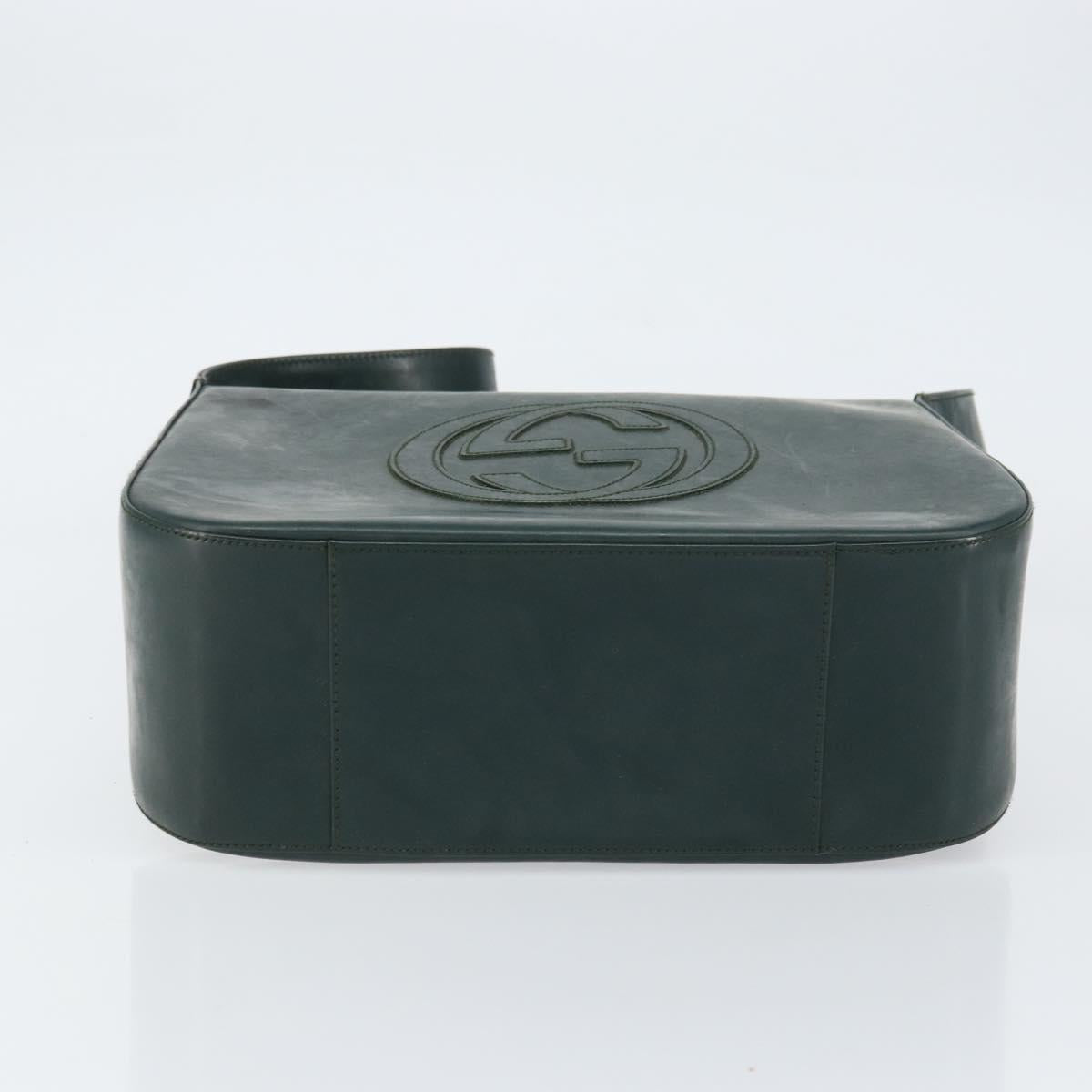 GUCCI Shoulder Bag Enamel Green Silver Auth 158465