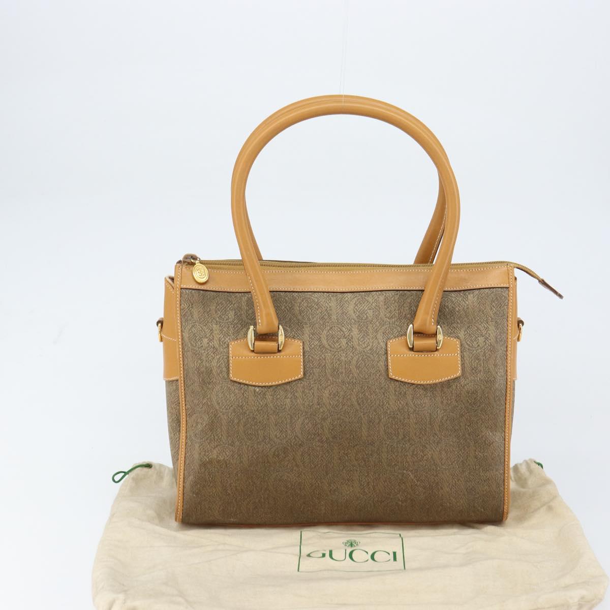 GUCCI Hand Bag Leather Beige Gold 002 58 0219 Auth 158470