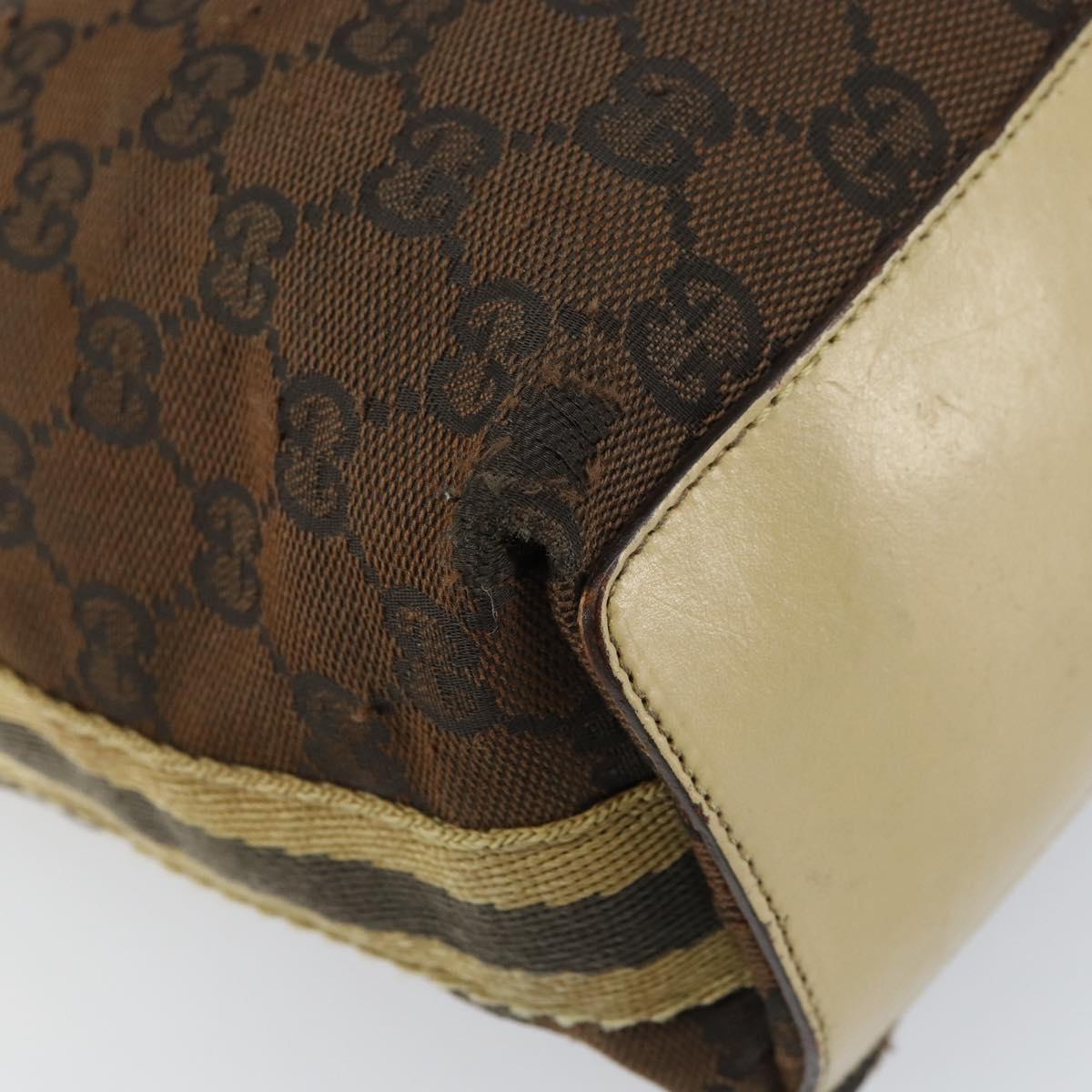 GUCCI GG Canvas Tote Bag Beige Gold 31244 Auth 158476