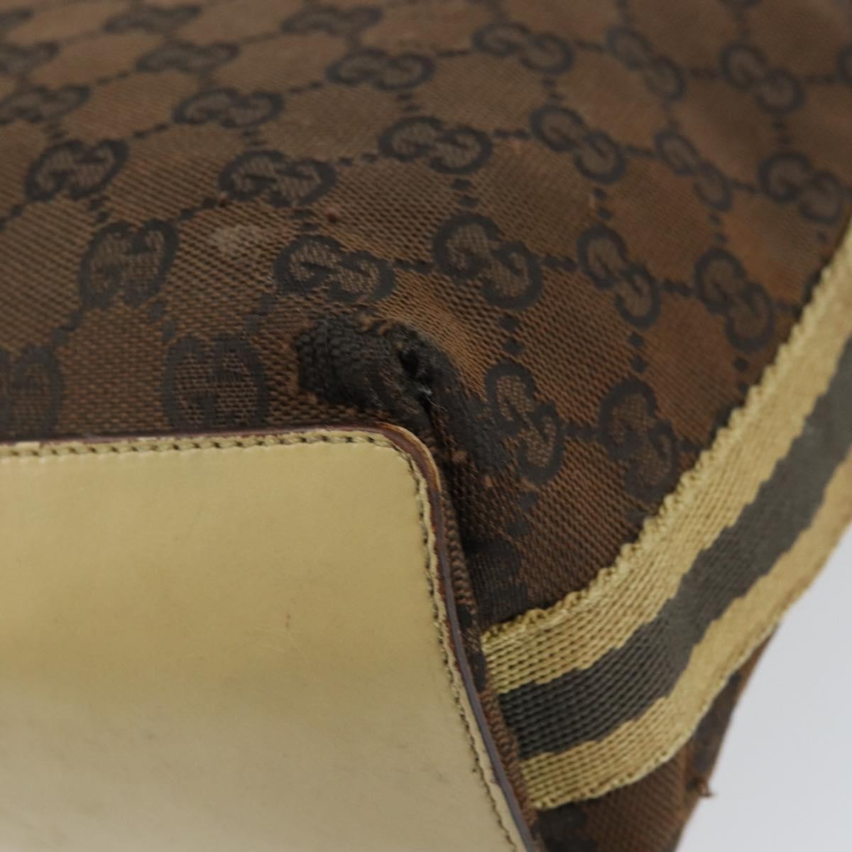GUCCI GG Canvas Tote Bag Beige Gold 31244 Auth 158476