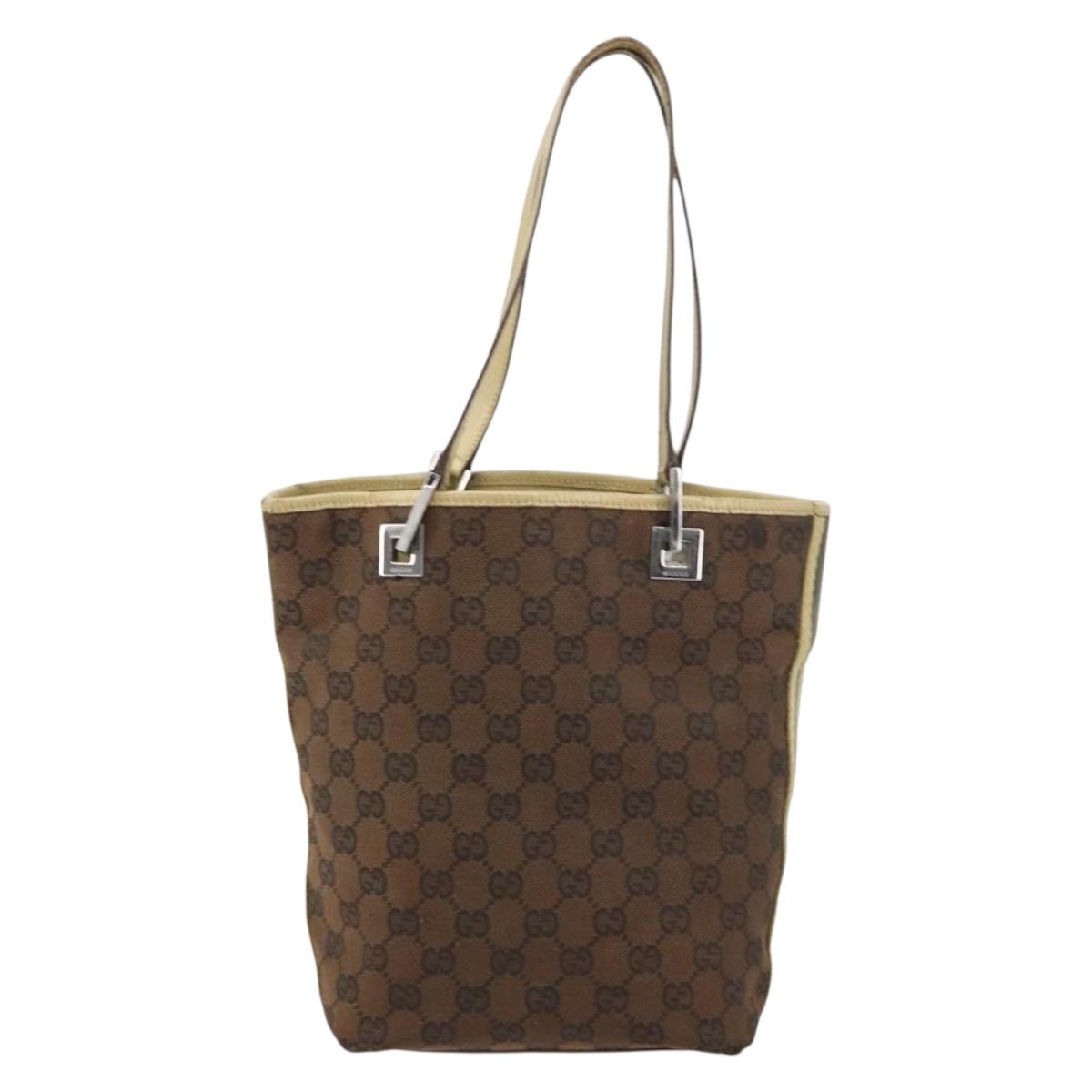 GUCCI GG Canvas Tote Bag Beige Gold 31244 Auth 158476