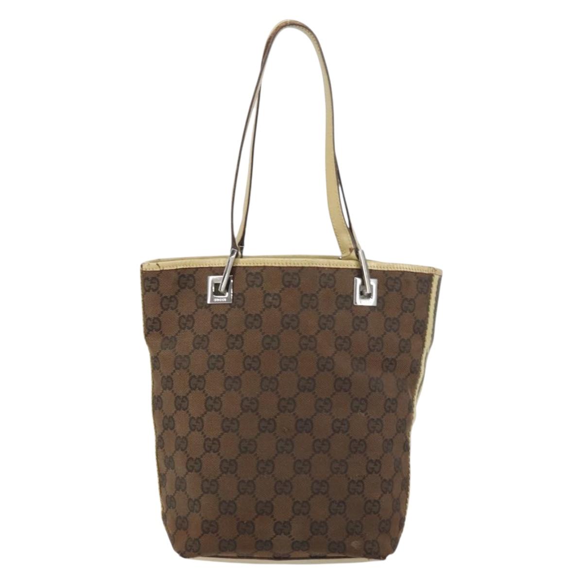 GUCCI GG Canvas Tote Bag Beige Gold 31244 Auth 158476