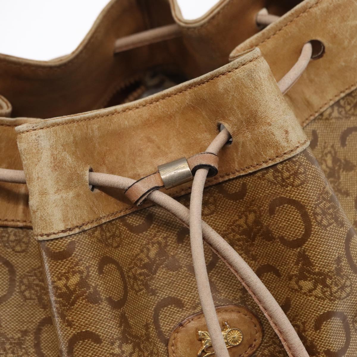 CELINE C Sulky Shoulder Bag PVC Beige Gold Auth 158480