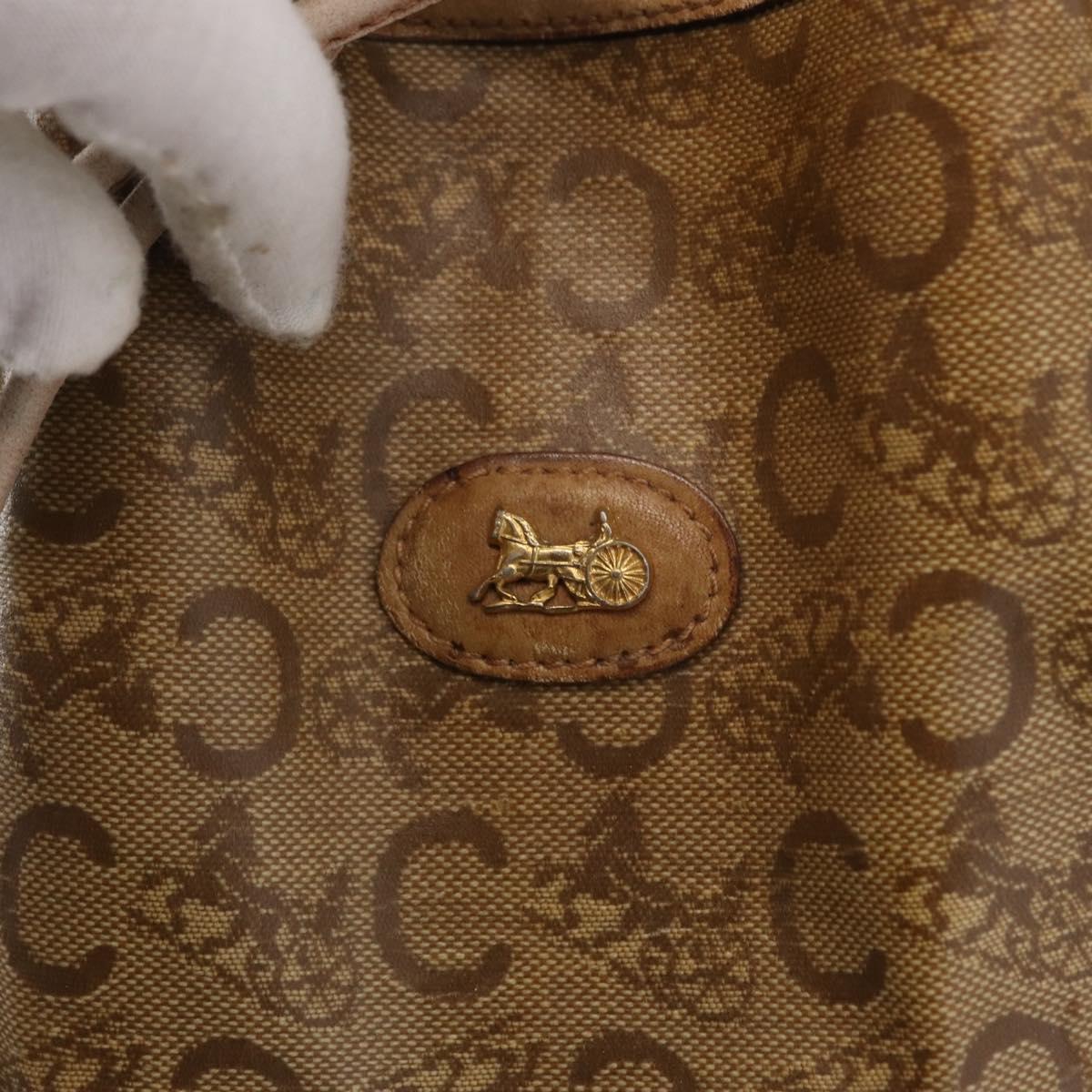 CELINE C Sulky Shoulder Bag PVC Beige Gold Auth 158480