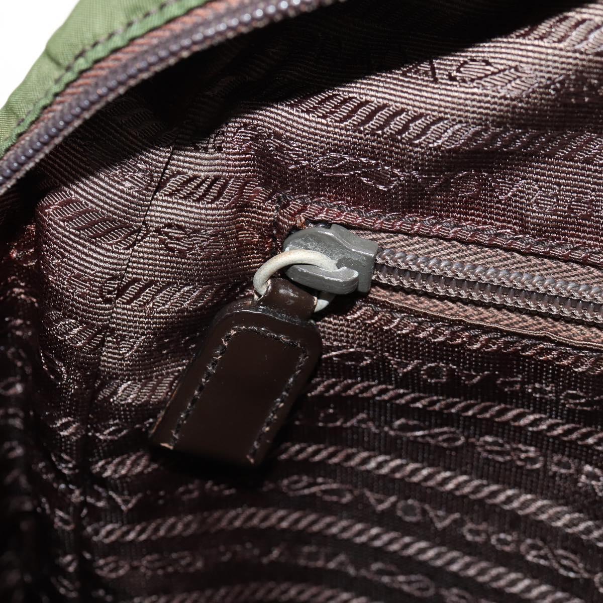 PRADA Shoulder Bag Nylon Khaki Silver Auth 158481