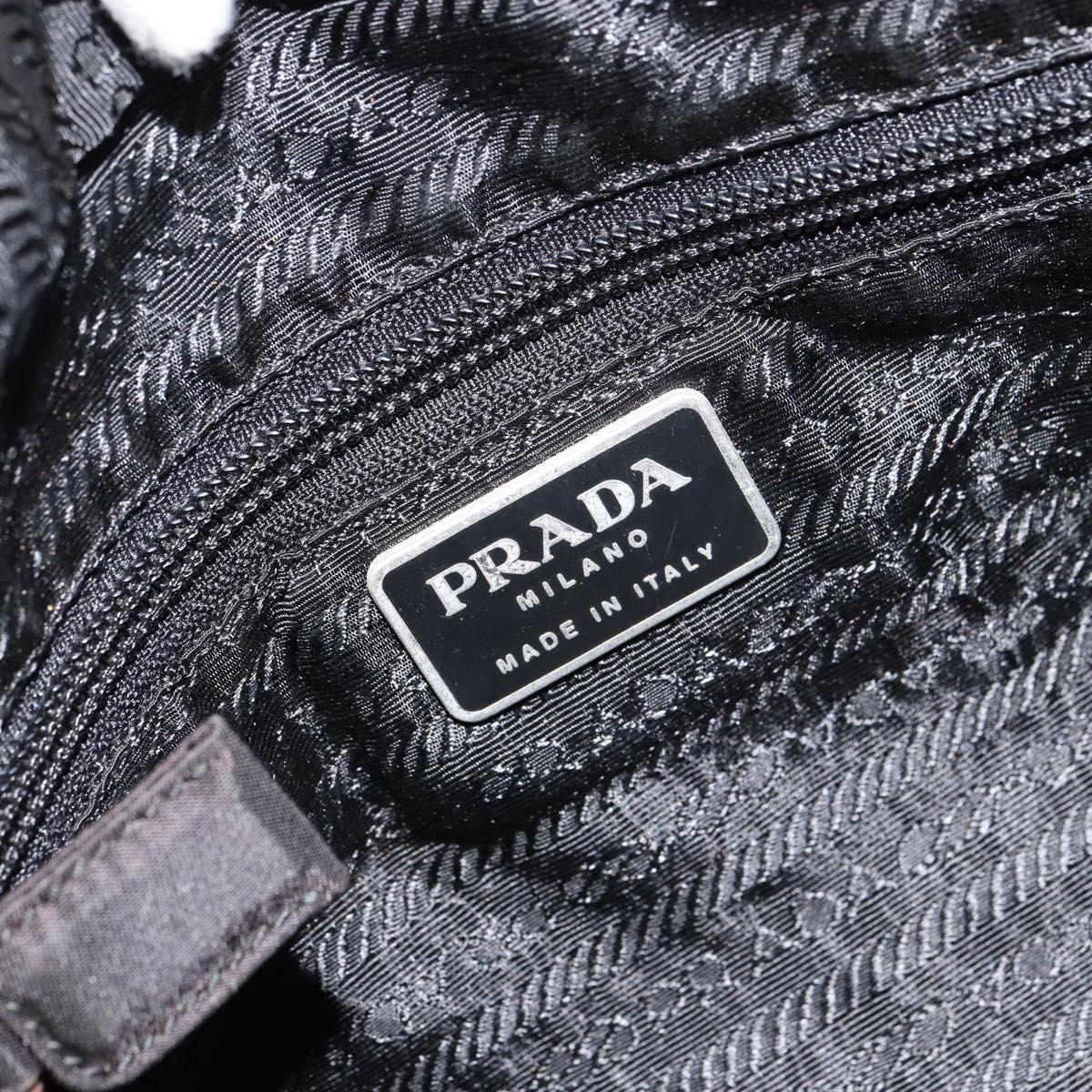 PRADA Hand Bag Nylon Black Silver Auth 158483
