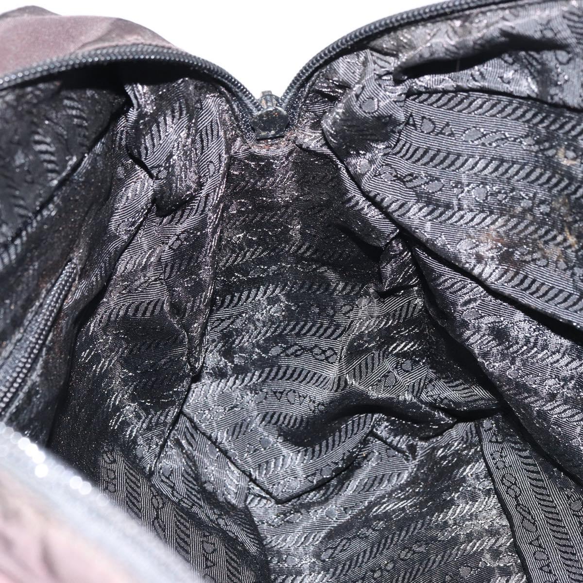PRADA Hand Bag Nylon Black Silver Auth 158483