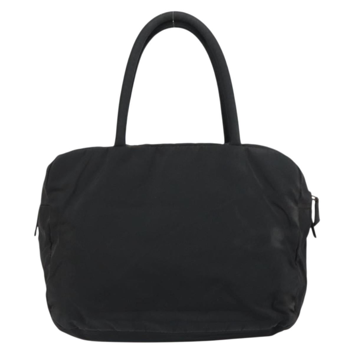 PRADA Hand Bag Nylon Black Silver Auth 158483
