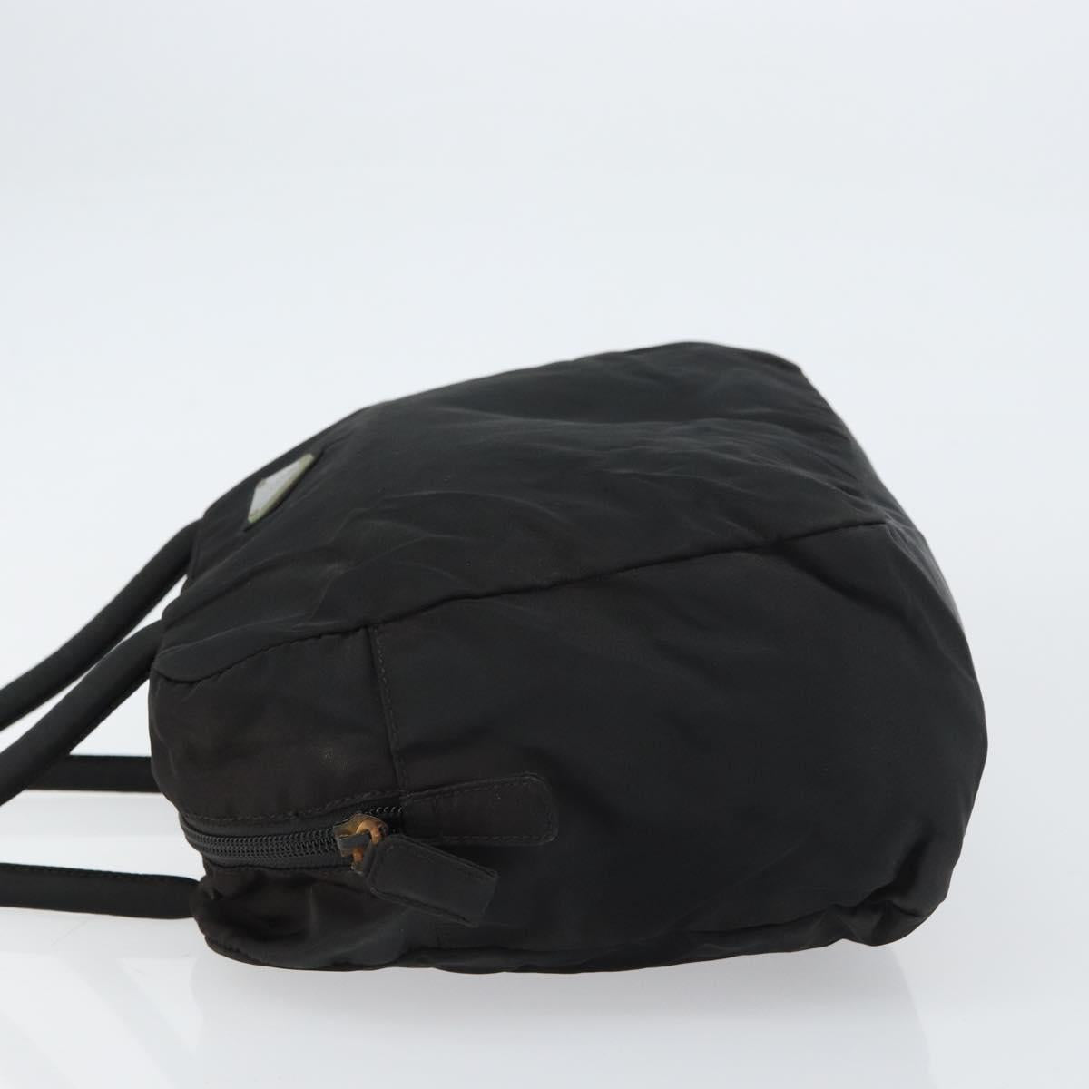 PRADA Hand Bag Nylon Black Silver Auth 158483