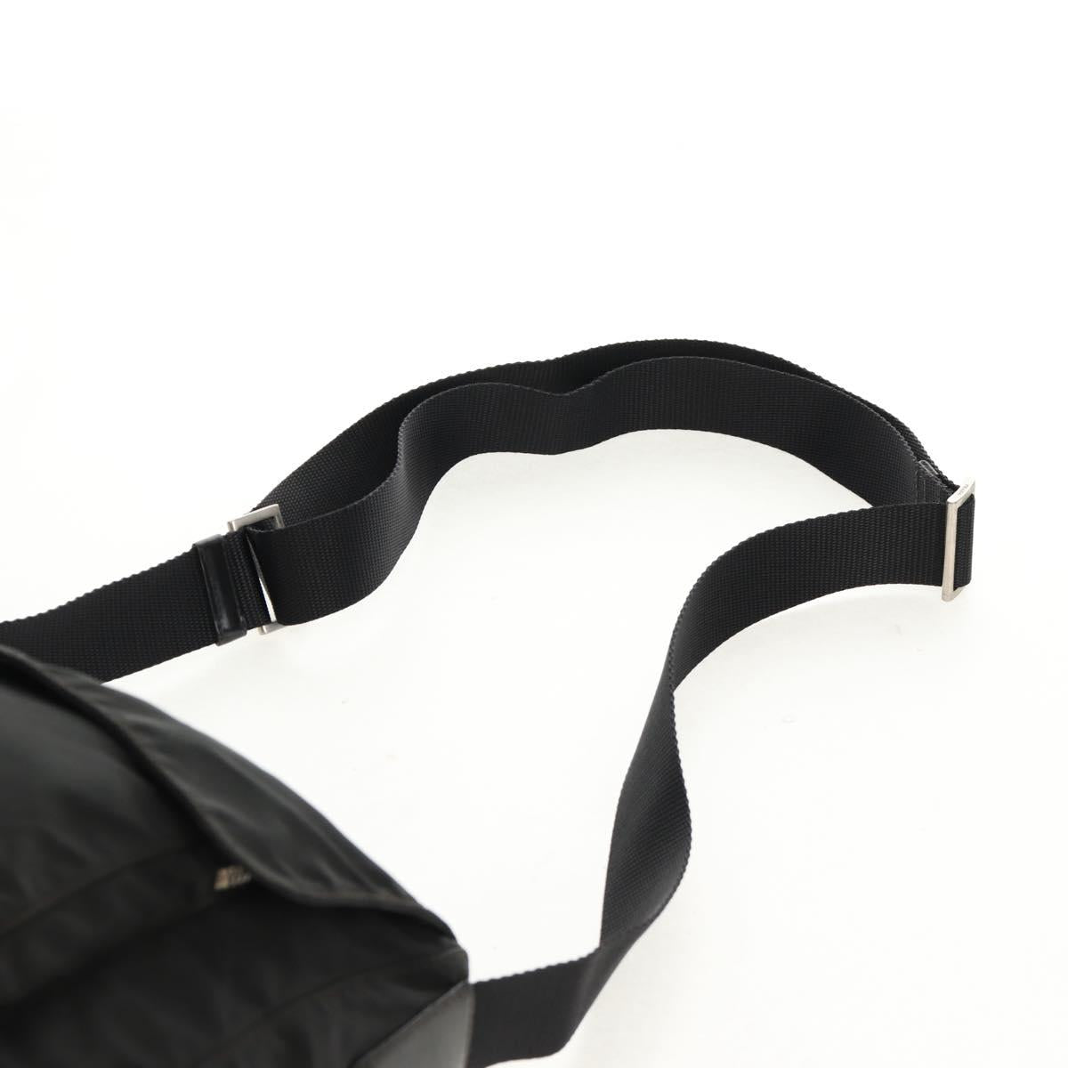 PRADA Shoulder Bag Nylon Silver Black Auth 158486