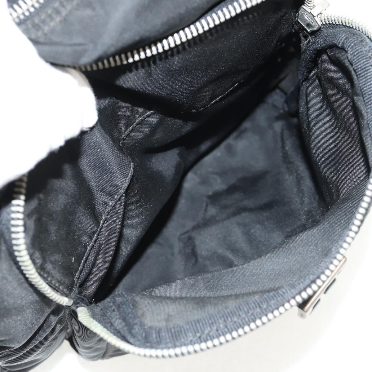 PRADA Shoulder Bag Nylon Silver Black Auth 158486