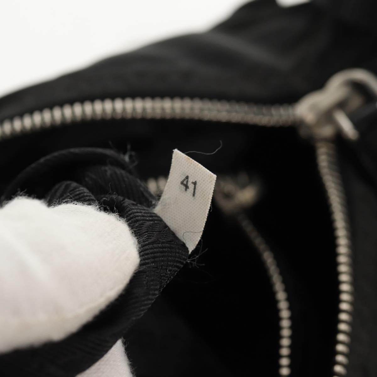 PRADA Shoulder Bag Nylon Silver Black Auth 158486