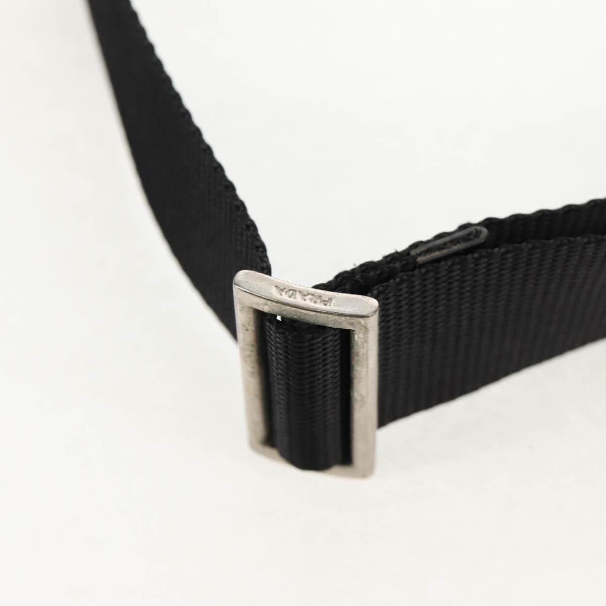 PRADA Shoulder Bag Nylon Silver Black Auth 158486