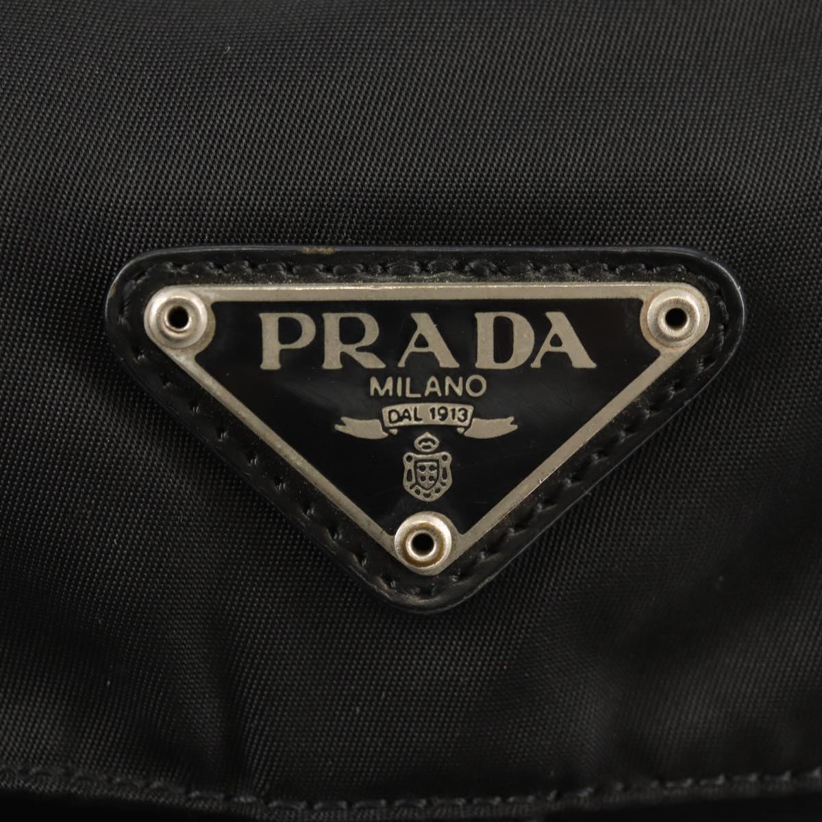 PRADA Shoulder Bag Nylon Silver Black Auth 158487