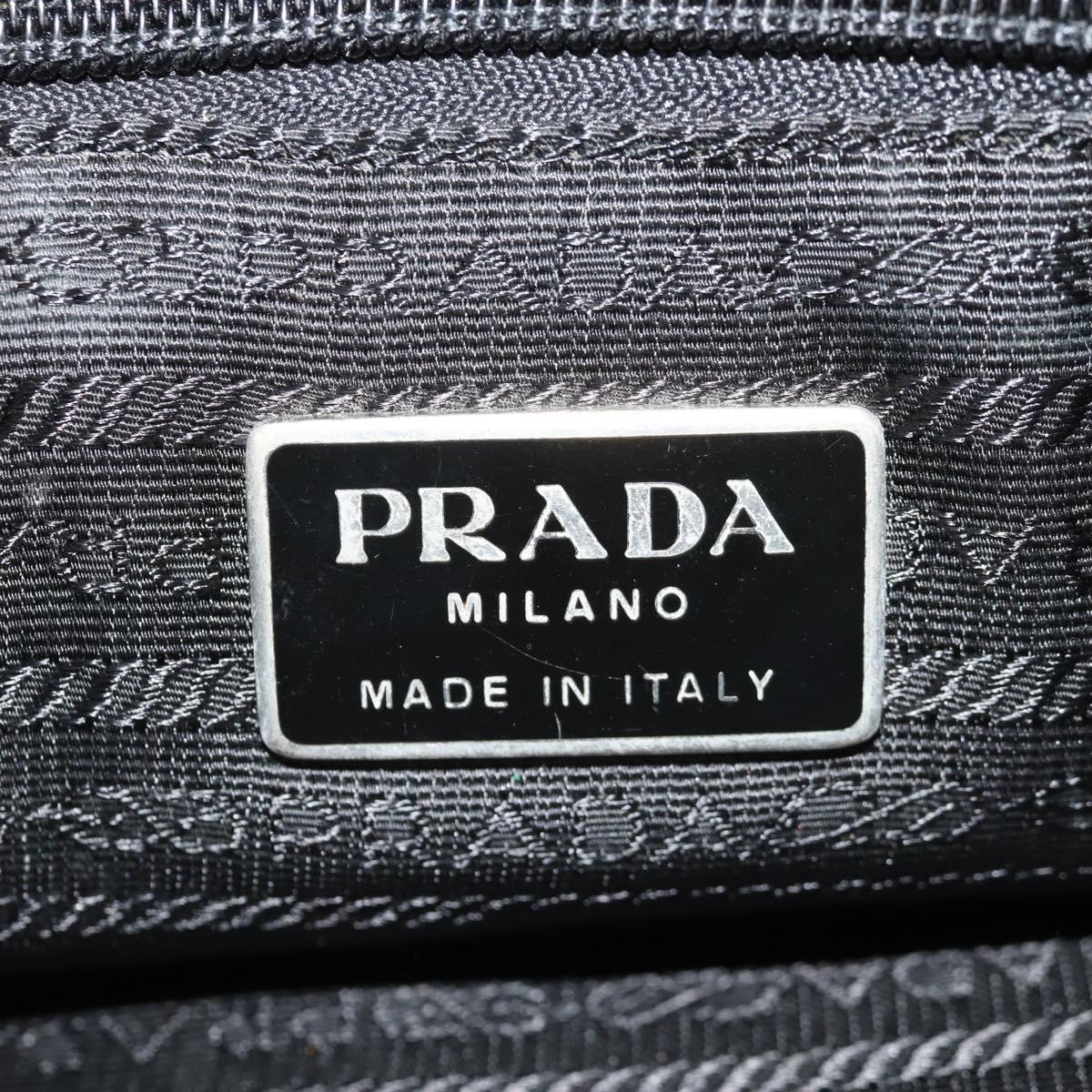 PRADA Shoulder Bag Nylon Silver Black Auth 158487